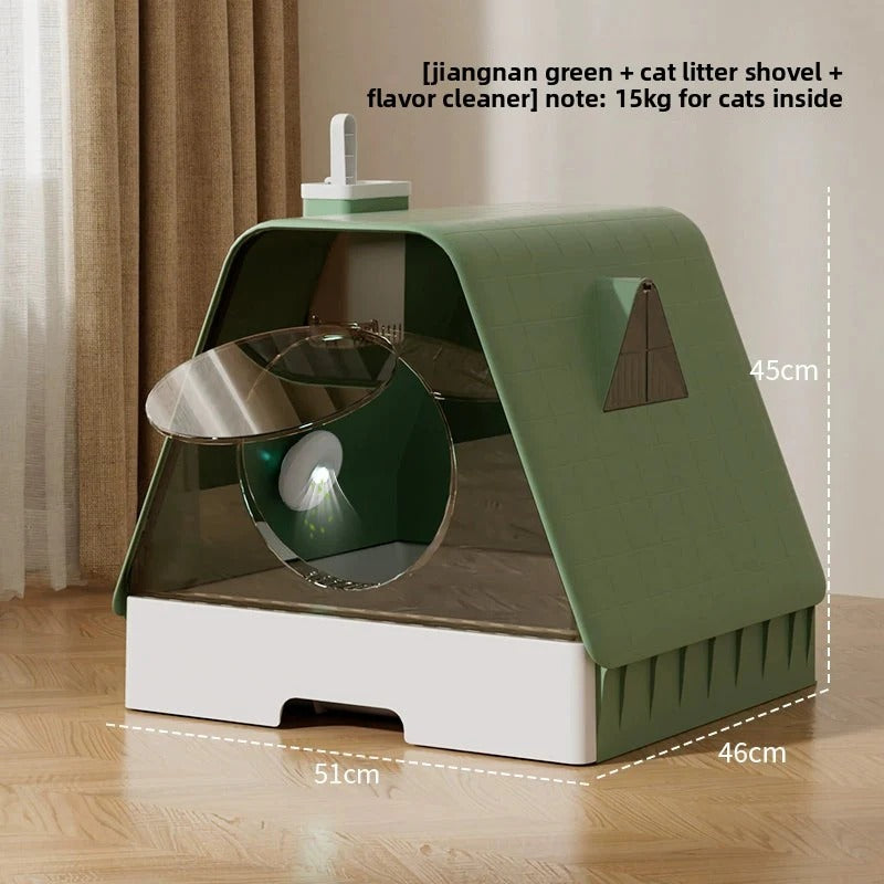 Extra Large Cat Litter Box Fully Enclosed Anti-Spilling with Drawer Type Odor Separation Dustproof with Sand for Kittens Maine Coon Cat Toilet