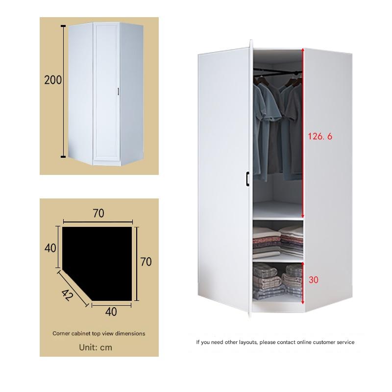 Corner Wardrobe Household Bedroom Small Apartment Solid Wood 90 Degree Master Bedroom Corner 7-character L-shaped Corner Wardrobe Combination Storage