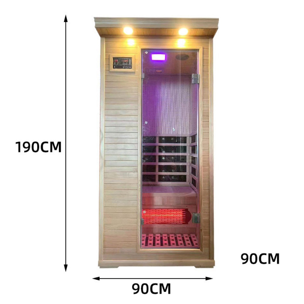 Homelements 1350W Hemlock Wood Single Person Sauna Room Round Sweat Steaming Room Home Adult Tourmaline Far Infrared Sweat Steaming Room Mobile Sweat Steaming Box