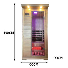 Homelements 1350W Hemlock Wood Single Person Sauna Room Round Sweat Steaming Room Home Adult Tourmaline Far Infrared Sweat Steaming Room Mobile Sweat Steaming Box