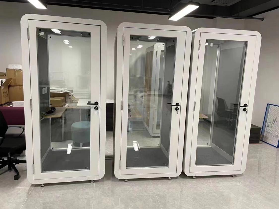 Homelements 1 Person 1x1x2.3m White & Black Wood Grain Model Mobile Soundproof Room Home Live Broadcast Room Singing Cabin Recording Studio Indoor Telephone Booth Piano Sleeping Soundproof Silent Cabin