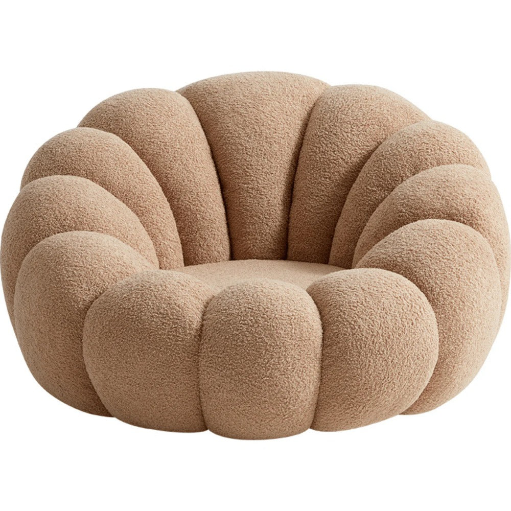 Linsay Lotus Toffee Boucle Armchair with Ottoman