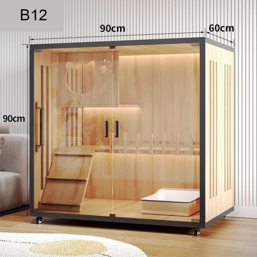 Homelements Luxury Wooden Cat House Cat Villa Cat Bridge Cat Scratching Board Cat Scratching Board Cat Stair Apartment House Multi-size Cat Delivery Room Pet Labor Room Waterproof Wooden Indoor Outdoor Pet House Cage Shelter Home