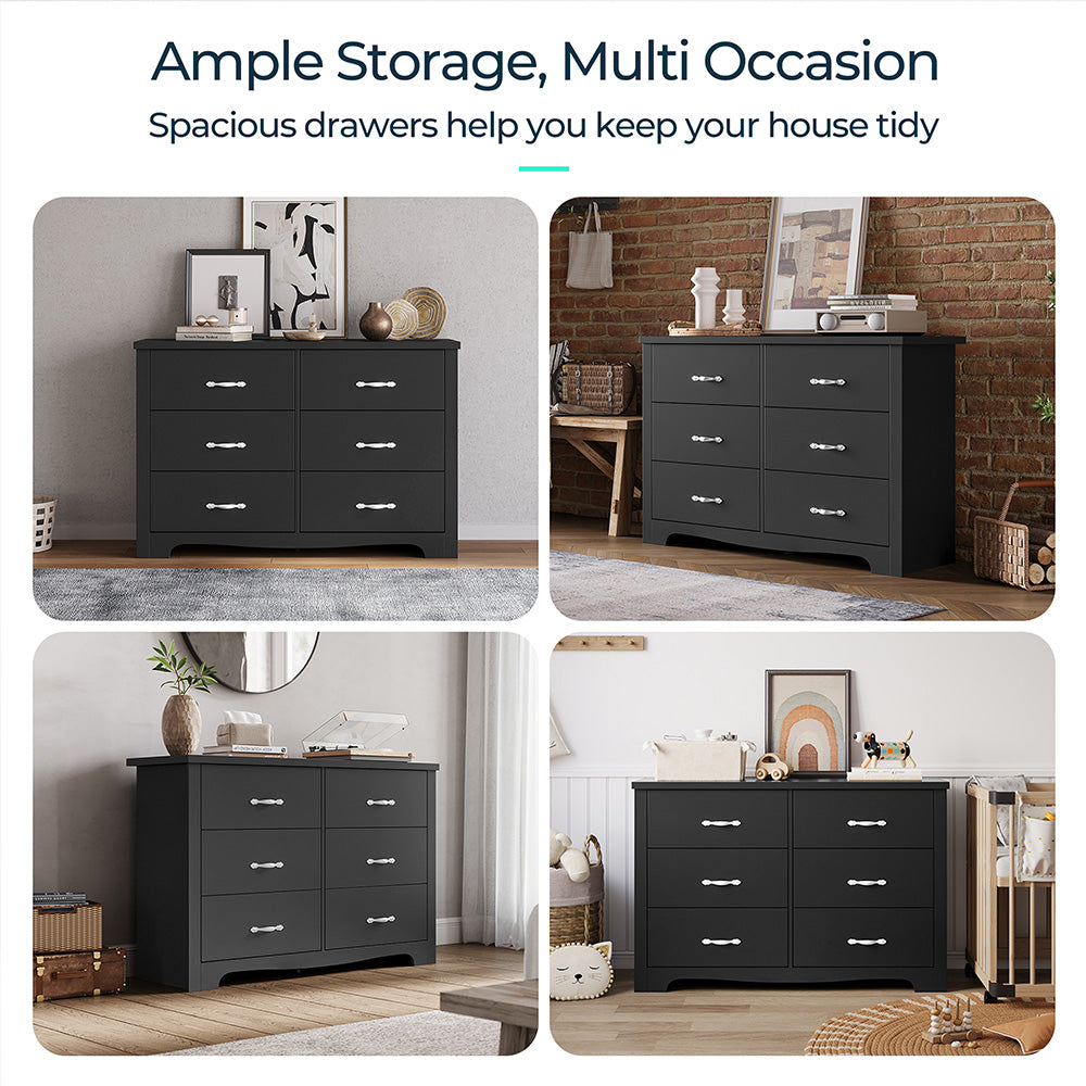 Linsay Chest of 6 Drawers Black