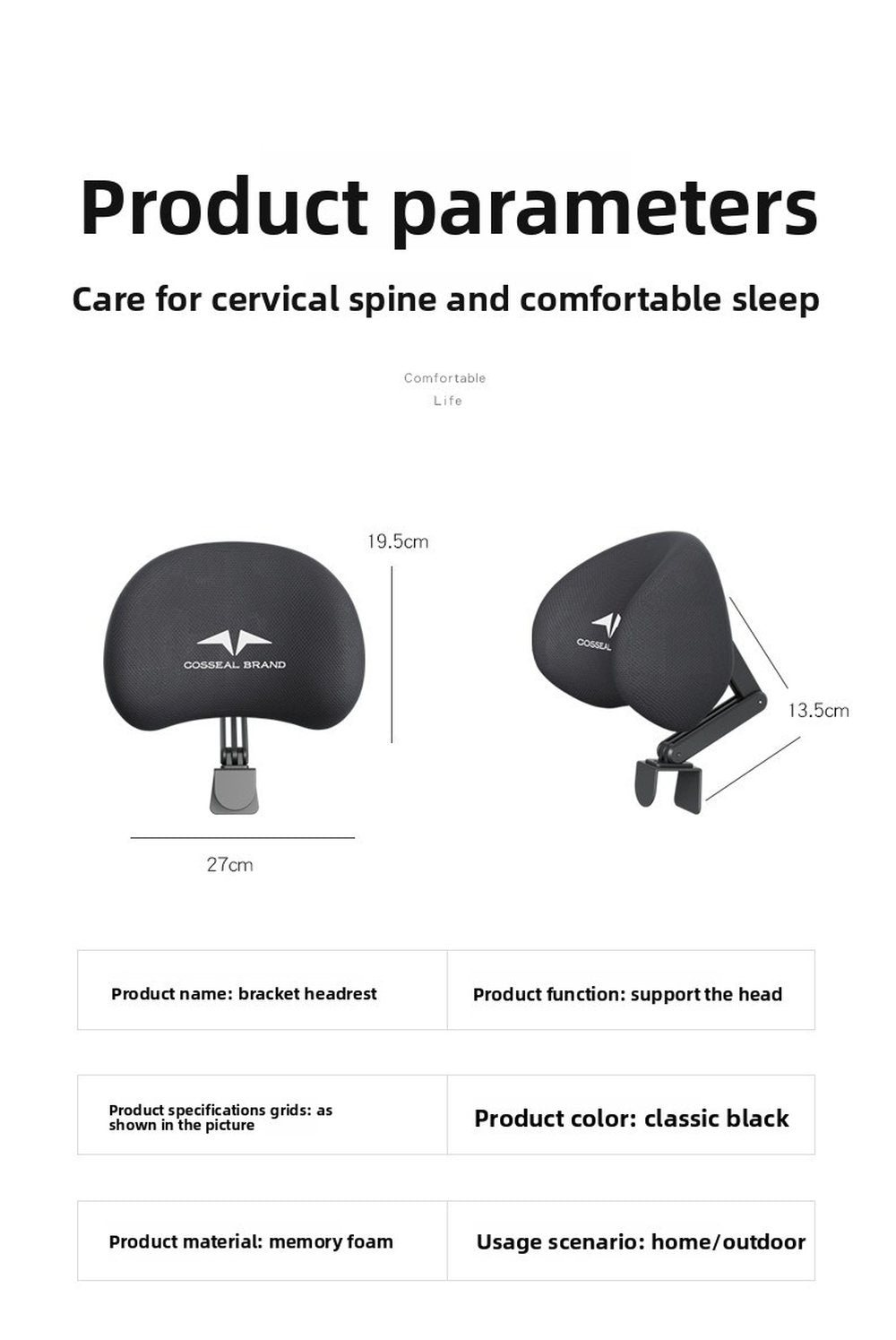 Chair Headrest Office Computer Chair Headrest Adjustable Seat Back Raised Head Support Sleeping Pillow No Punching Waist Pillow