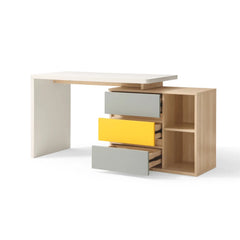 Linsay Slate Dual Study Desk, Grey & White & Yellow