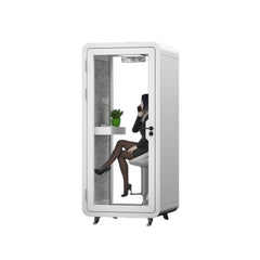 Homelements 1 Person 1x1x2.3m White & Black Metal Plate Model Mobile Soundproof Room Home Live Broadcast Room Singing Cabin Recording Studio Indoor Telephone Booth Piano Sleeping Soundproof Silent Cabin