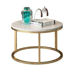 Homelements White Rock Slab Coffee Table Light Luxury Small Round Table Modern Simple Living Room Rock Slab Coffee Table