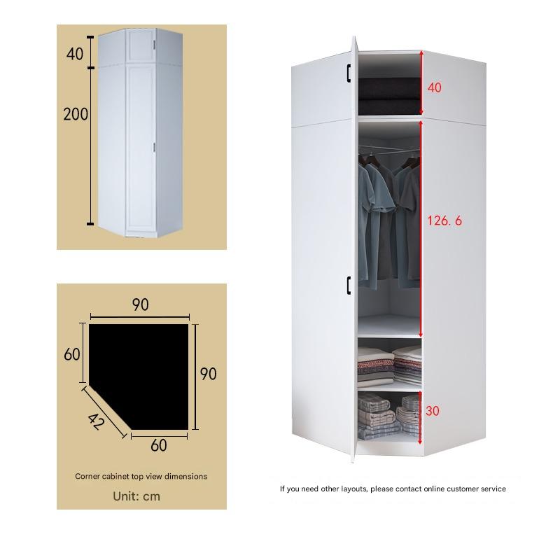 Corner Wardrobe Household Bedroom Small Apartment Solid Wood 90 Degree Master Bedroom Corner 7-character L-shaped Corner Wardrobe Combination Storage