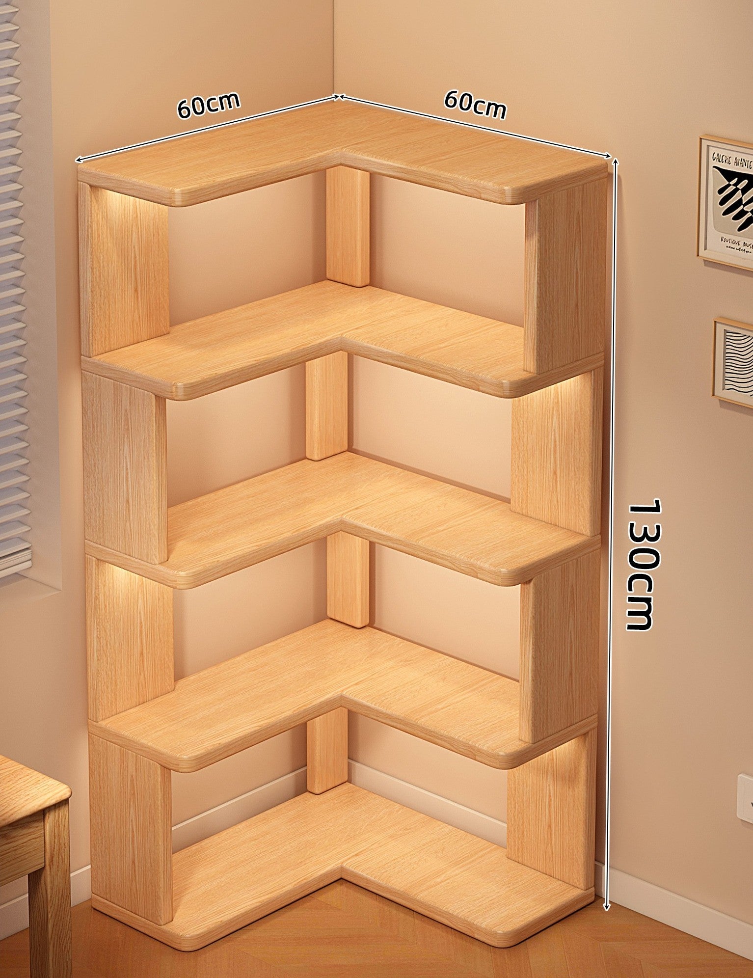 Corner Bookshelf Shelf Floor-to-ceiling Children's Wall Solid Wood Bookcase Household Corner Simple Storage Shelf Locker