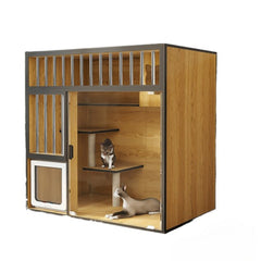 Homelements Luxury Wooden Cat House Cat Villa Home Indoor Pet Cabinet Integrated Cat House Drawer Type Cat Toilet with Built-in Storage Cabinet   Luxury Wooden Cat Furniture Breeding Luxury Cat House Luxury Cat  Pet Villa Nest Bed Cage Display Cage Cabine