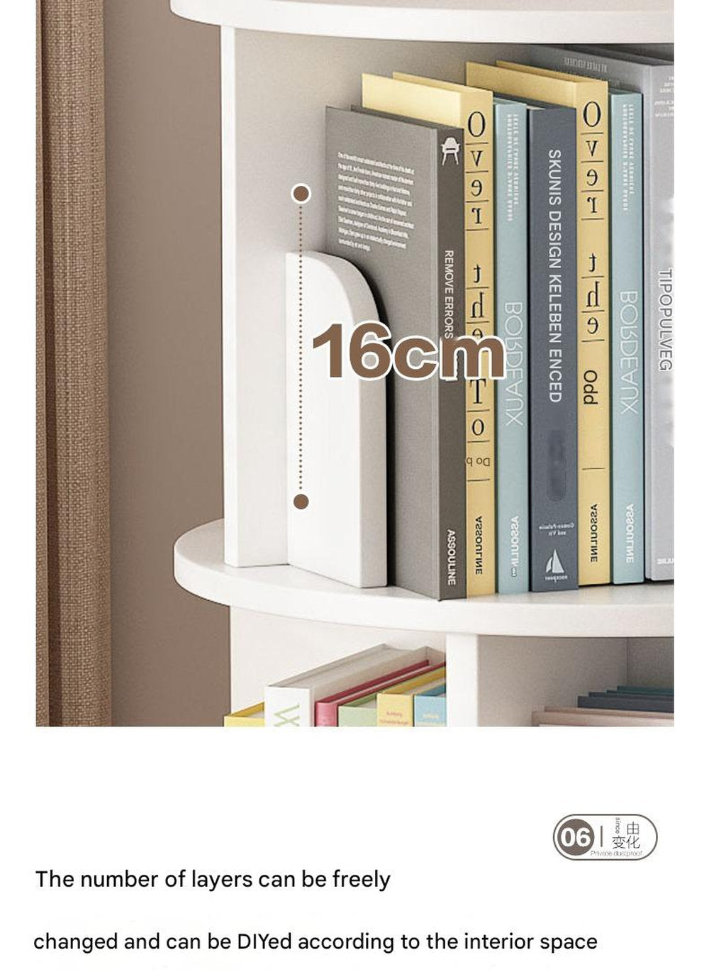 Rotating Bookshelf 360-degree Bookcase Round Vertical Floor Bookshelf Household Space Saving