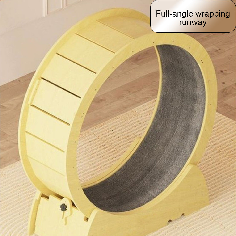 Homelements Cat Fitness Wheel Toy Running Exerciser Treadmill Scratching Board Turntable Pet Roller Cat Toy Climbing Frame Interactive Anti-depression Fiber Board Wooden Pet Tread Exercise Running Wheel Cat Pet Dog Fun Treadmill