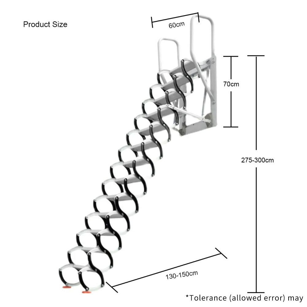 Homelements 275-300cm High Invisible Folding Titanium Magnesium Alloy Loft Ladder / Black and White