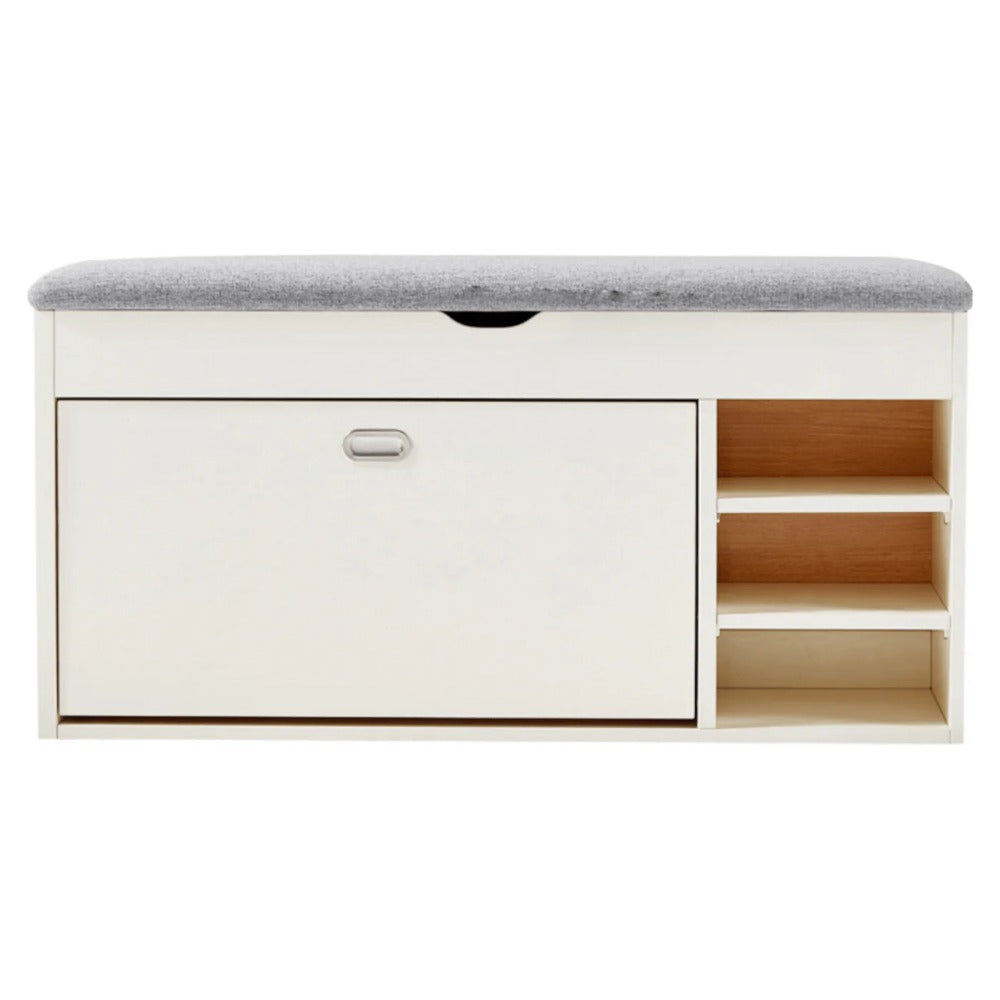 Linsay Miro Shoe Storage Bench, Large, White & Grey