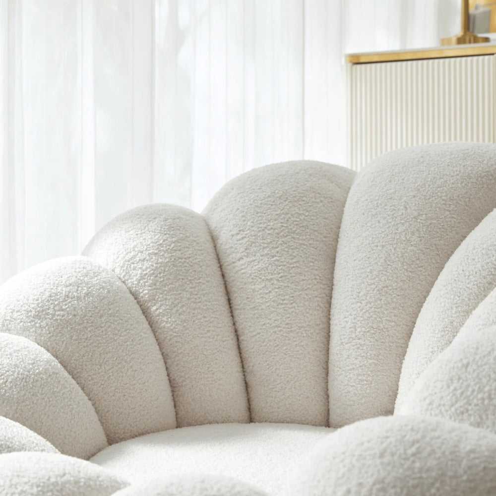 Linsay Lotus Boucle Armchair with Ottoman, Marshmallow