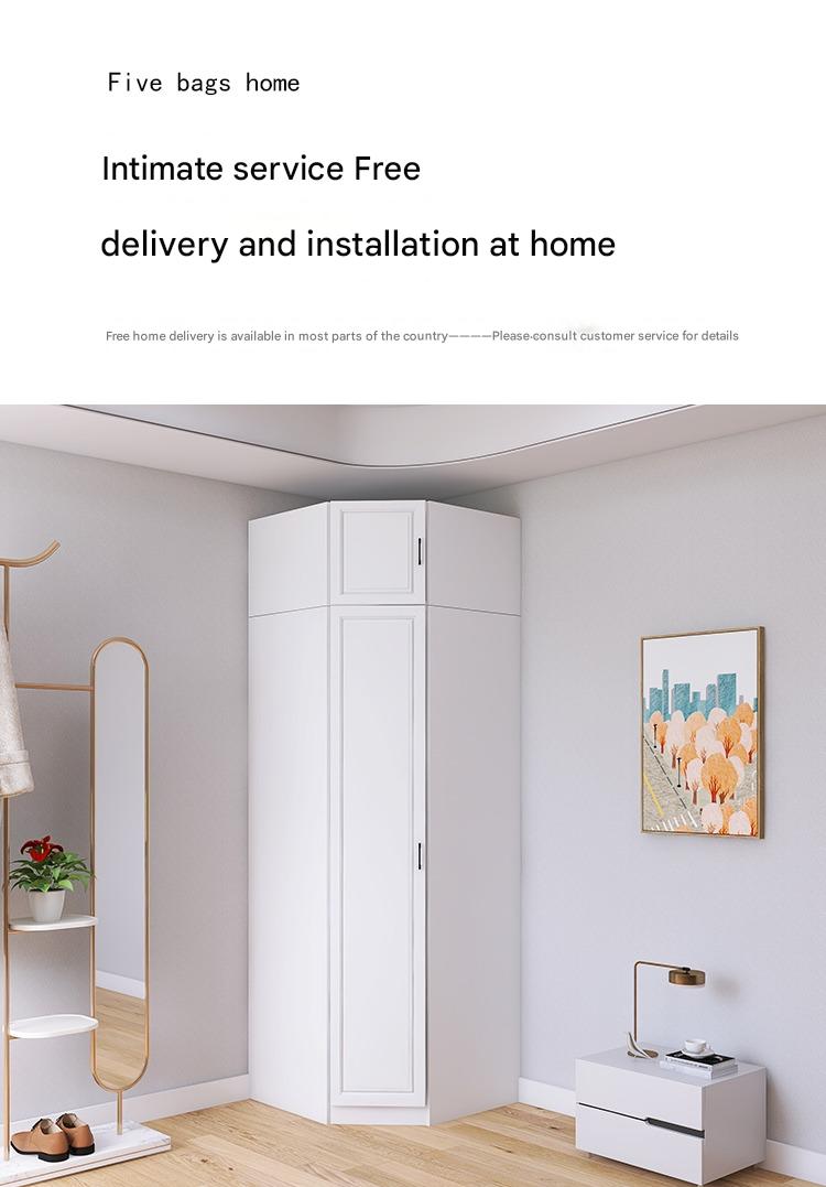 Corner Wardrobe Household Bedroom Small Apartment Solid Wood 90 Degree Master Bedroom Corner 7-character L-shaped Corner Wardrobe Combination Storage