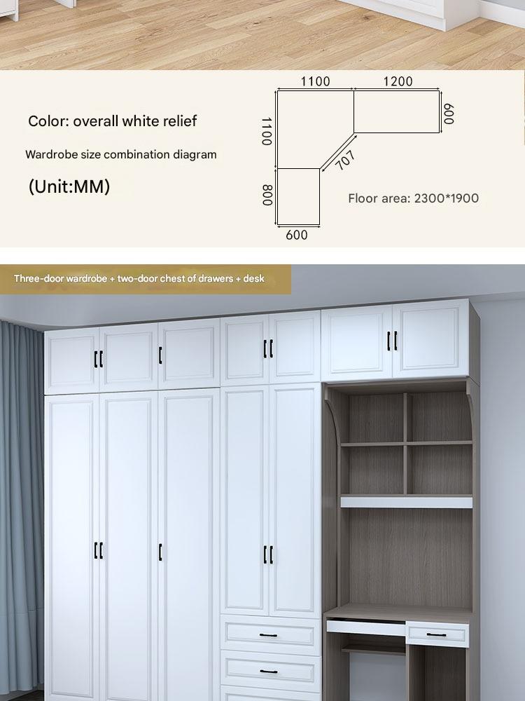 Corner Wardrobe Household Bedroom Small Apartment Solid Wood 90 Degree Master Bedroom Corner 7-character L-shaped Corner Wardrobe Combination Storage