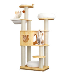 Homelements Solid Wood Luxury Universal Cat Bed Cat Villa Big Cat Climbing Frame Pet Bed Cat Scratching Post Cat Scratcher Cat Tree for Large Cats
