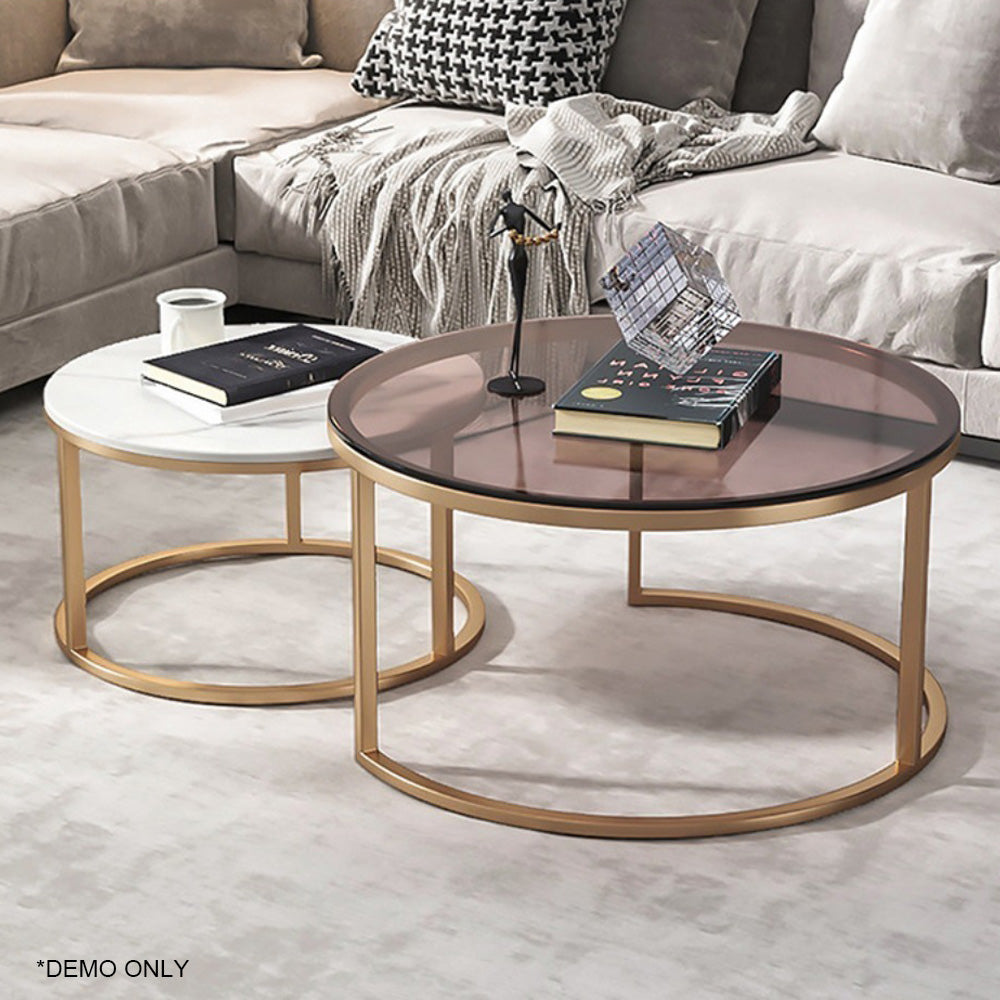 Homelements Glass Coffee Table Light Luxury Retractable Small Round Table Combination Modern Simple Living Room Rock Plate Coffee Table  Nordic Glass Coffee Table Light Luxury Small Apartment Extension Narrow Round Table Simple Living Room Marble