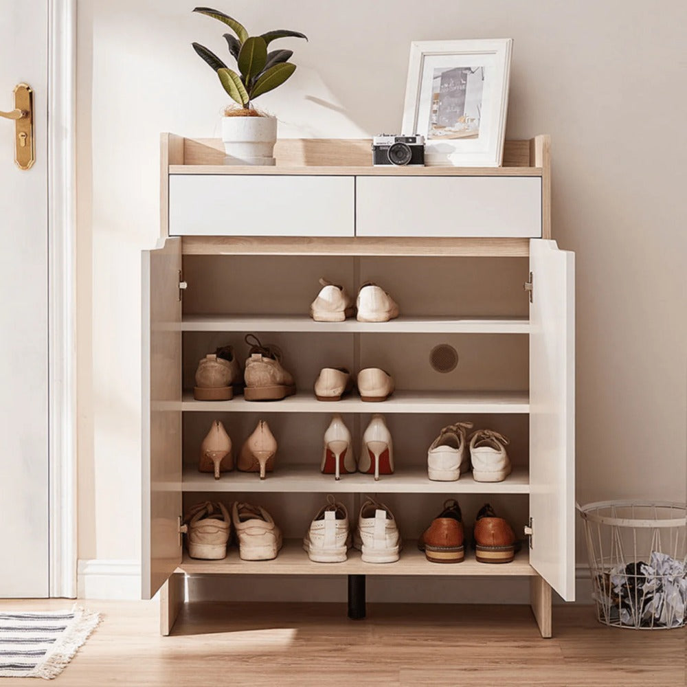 Linsay Miro Shoe Cabinet, Large, Natural & White