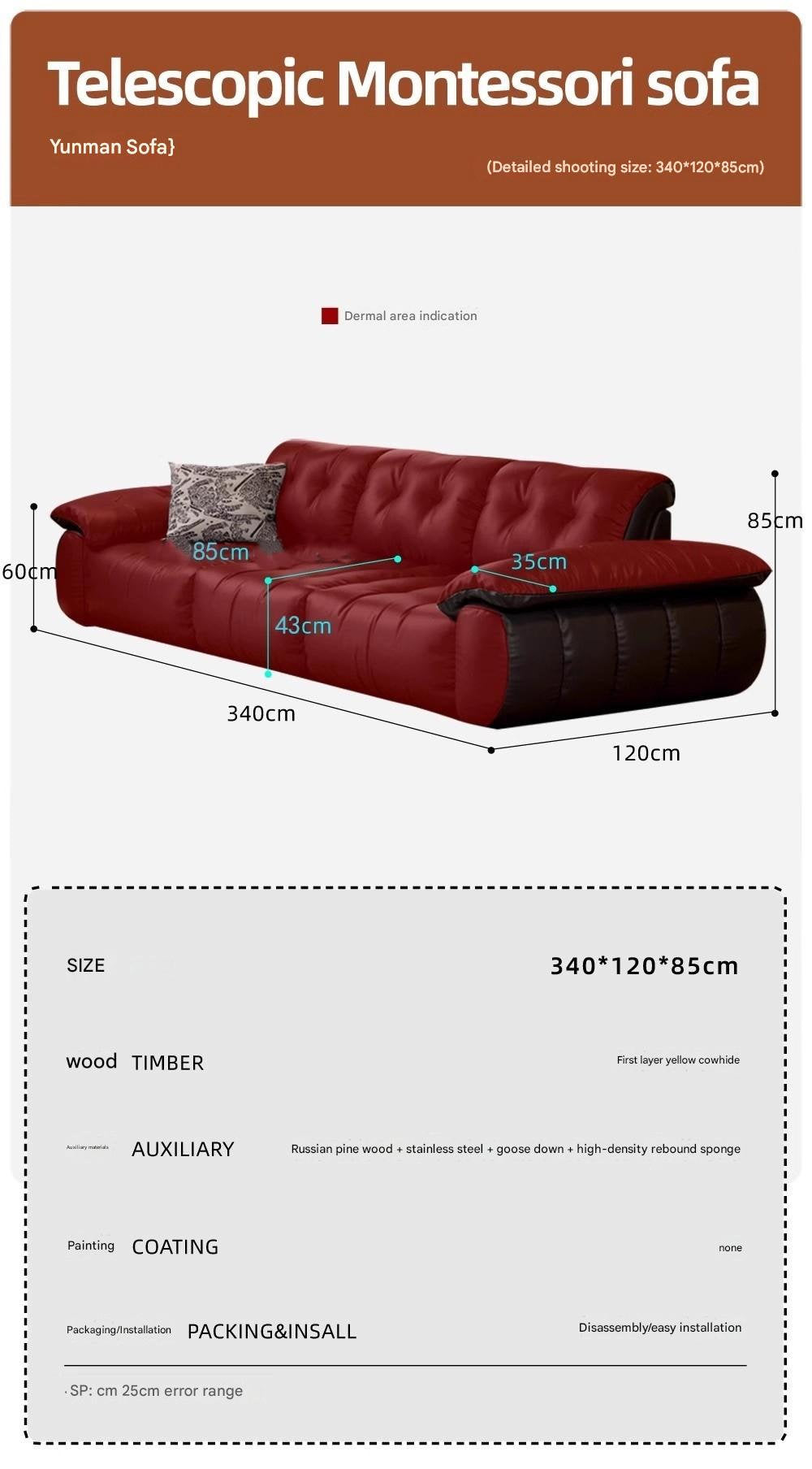 Medieval Black Straight Leather Sofa