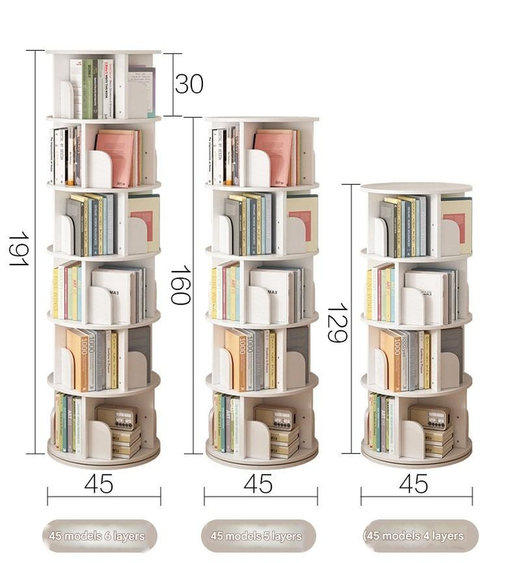 Rotating Bookshelf 360-degree Bookcase Round Vertical Floor Bookshelf Household Space Saving