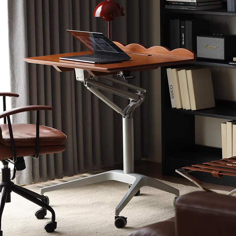 Pneumatic lifting table Solid wood computer desk Bedroom home writing desk Small notebook mobile desk