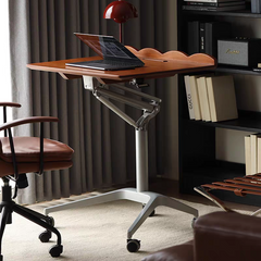 Pneumatic lifting table Solid wood computer desk Bedroom home writing desk Small notebook mobile desk