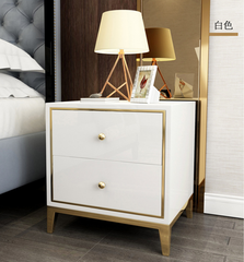 Factory Customization Baking Paint Bedside Table 2 Drawers Movable Nightstand