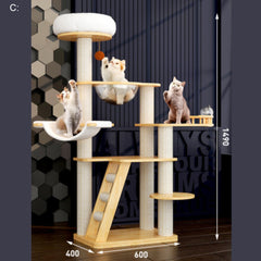 Homelements Solid Wood Four Seasons Universal Cat Bed Cat Villa Big Cat Climbing Frame Pet Bed Cat Shelf Cat Scratching Column Elegant Plush Kitten Wooden Houses Scratching Post Tower Platform Cat Tree