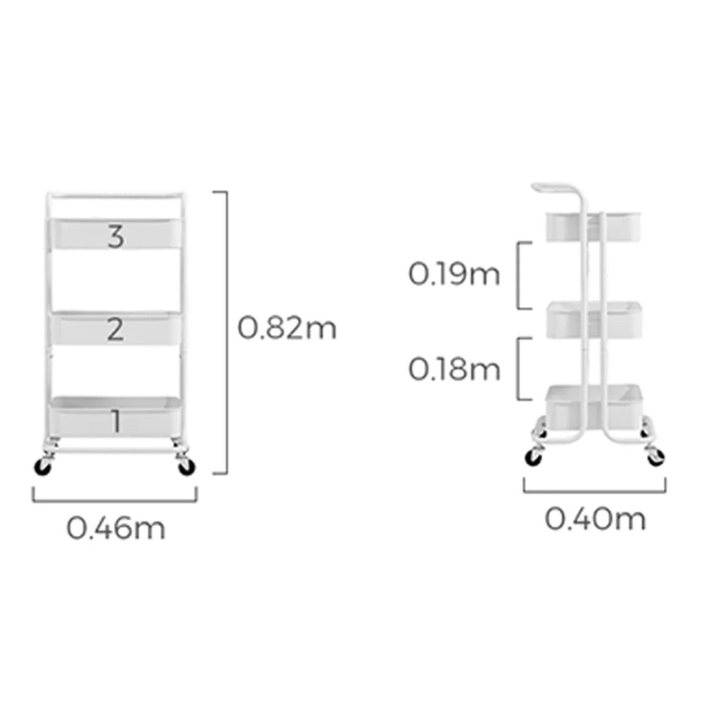 Linsay Strata 3-Tier Trolley, White