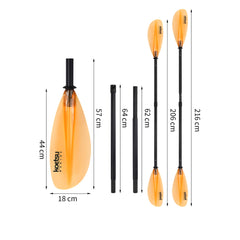 Sports studio  Orange PC four-section glass brazed kayak paddle