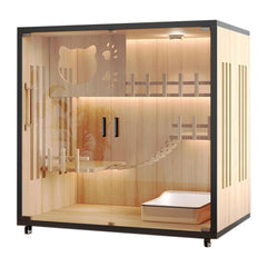Homelements Luxury Wooden Cat House Cat Villa Cat Bridge Cat Scratching Board Cat Scratching Board Cat Stair Apartment House Multi-size Cat Delivery Room Pet Labor Room Waterproof Wooden Indoor Outdoor Pet House Cage Shelter Home