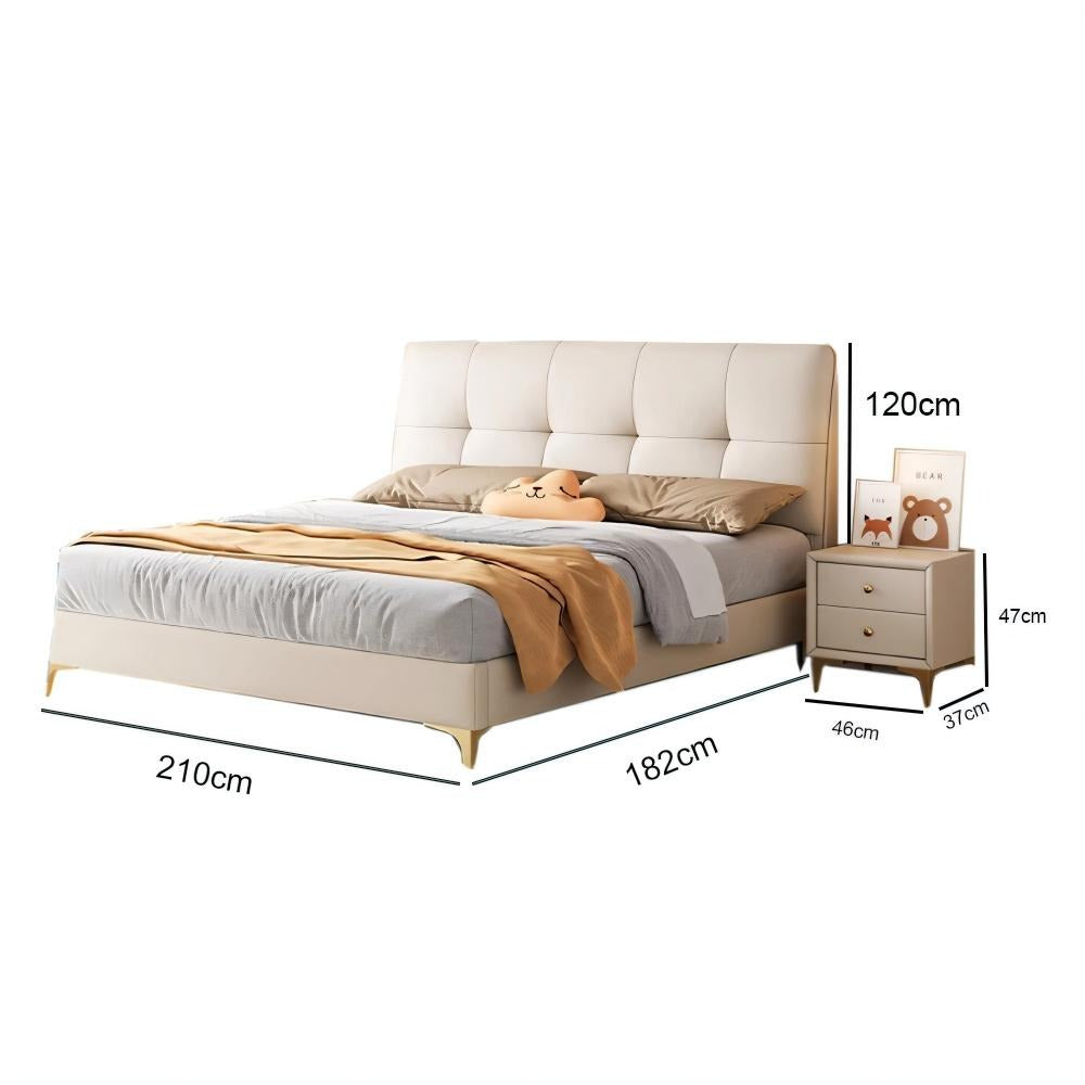 Homelements Cream Style Children's Bed 1.5 Meters and 1.8 Meters Boys and Girls Princess Soft Bed Master Bedroom Modern Simple Solid Wood Frame Bed