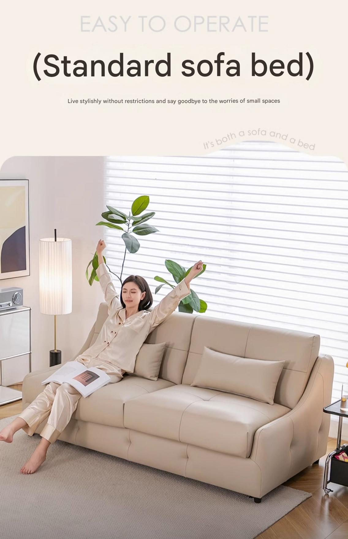 Muqifang Multi-functional Leather Flipped Sofa Bed Integrated Foldable Two-in-one Small Apartment Living Room New Dual-use