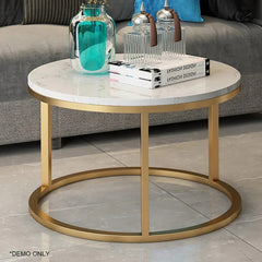 Homelements White Rock Slab Coffee Table Light Luxury Small Round Table Modern Simple Living Room Rock Slab Coffee Table
