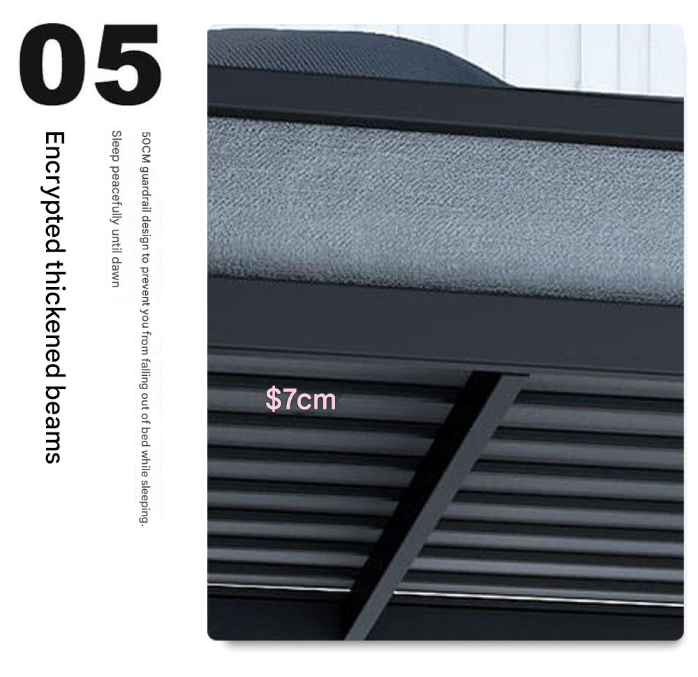 Elevated Upper and Lower Beds Small Apartment Pavilion Bed Saving Space Carbon Steel Shelf High and Low Double Simple and Modern