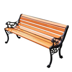 Homelements Garden Bench Iron Legs Outdoor Chair – Black Orange