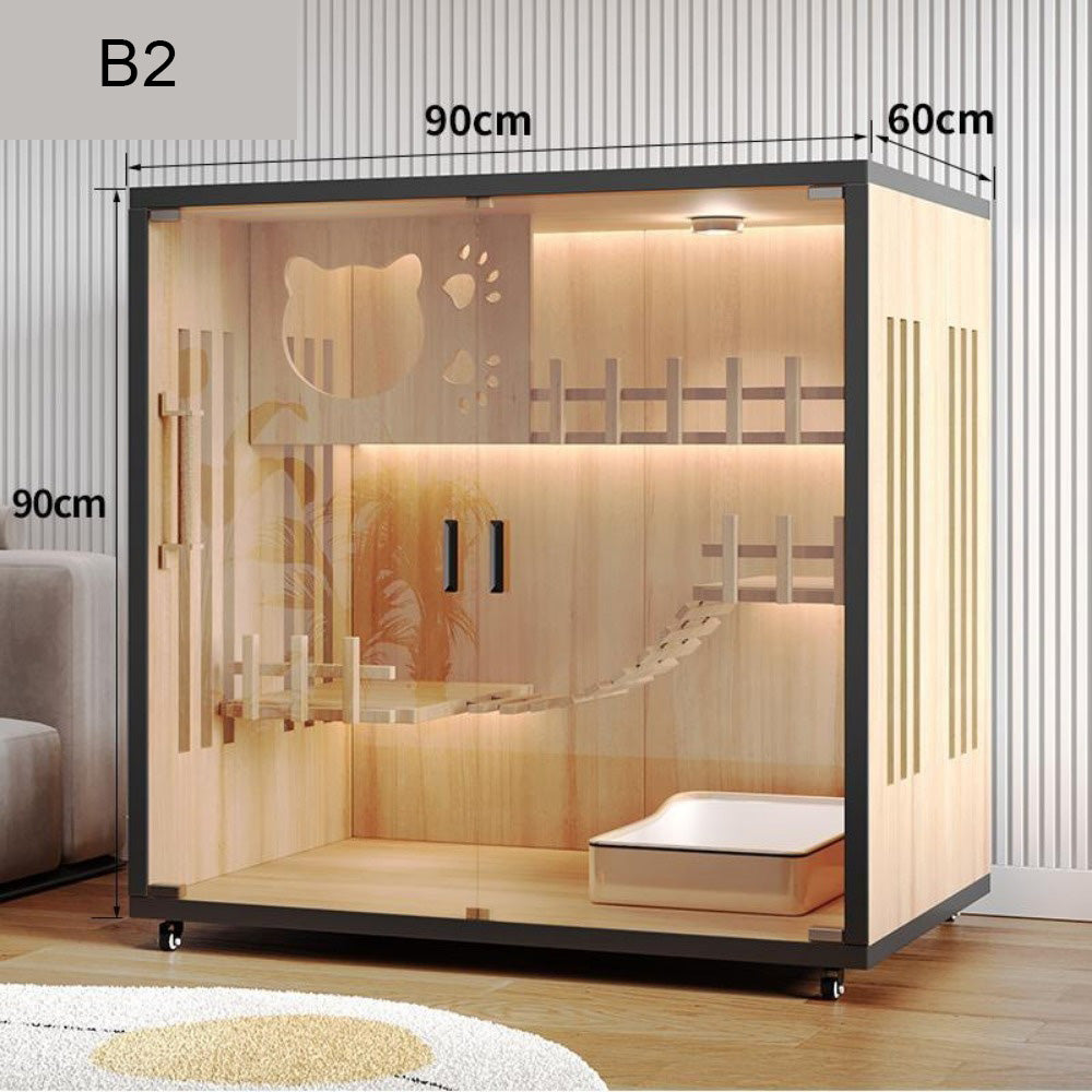 Homelements Luxury Wooden Cat House Cat Villa Cat Bridge Cat Scratching Board Cat Scratching Board Cat Stair Apartment House Multi-size Cat Delivery Room Pet Labor Room Waterproof Wooden Indoor Outdoor Pet House Cage Shelter Home