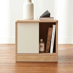 Linsay Evelyn Bedside Table with Cabinet, Natural & White