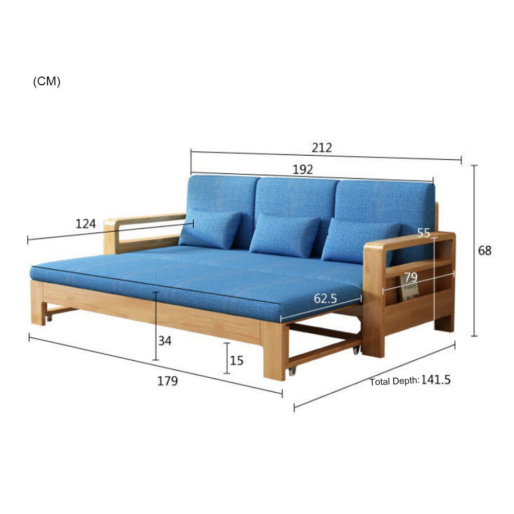 Homelements Folding Sofa Bed Modern Multifunctional Retractable Living Room Storage Removable and Washable Simple Pull-out Solid Wood Sofa Pull-out Bed  All Solid Wood Folding Dual Purpose Simple Modern Multi-functional Sofa Living Room Storage Sofa