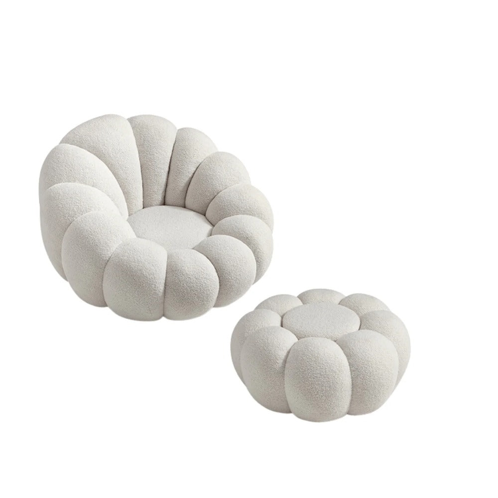 Linsay Lotus Boucle Armchair with Ottoman, Marshmallow