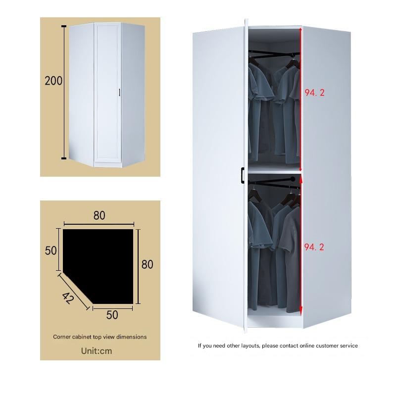 Corner Wardrobe Household Bedroom Small Apartment Solid Wood 90 Degree Master Bedroom Corner 7-character L-shaped Corner Wardrobe Combination Storage