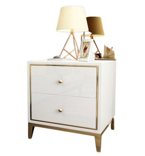 Factory Customization Baking Paint Bedside Table 2 Drawers Movable Nightstand