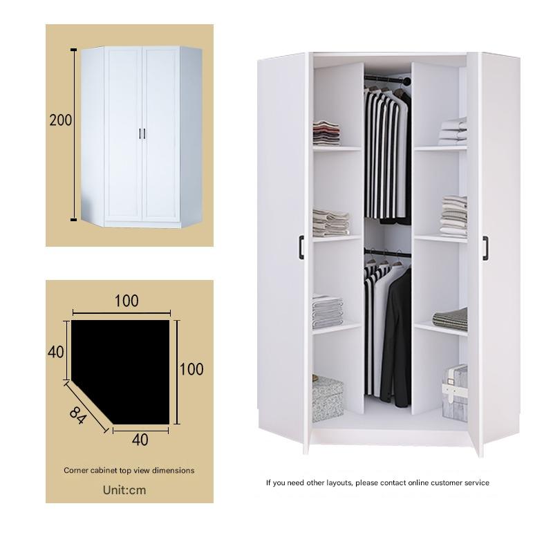 Corner Wardrobe Household Bedroom Small Apartment Solid Wood 90 Degree Master Bedroom Corner 7-character L-shaped Corner Wardrobe Combination Storage