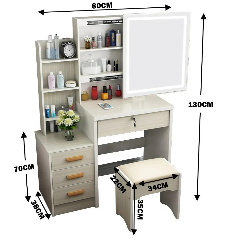 Homelements LED Light Dressing Table and Chair