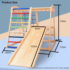 Sports Studio Platform Solid Wood Children Climbing Frame with Swing Double-sided Slide Children's Playground