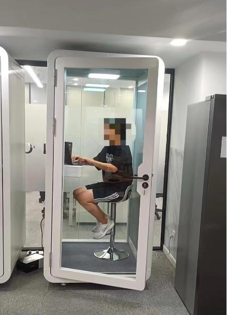 Homelements 1 Person 1x1x2.3m White & Black Metal Plate Model Mobile Soundproof Room Home Live Broadcast Room Singing Cabin Recording Studio Indoor Telephone Booth Piano Sleeping Soundproof Silent Cabin