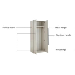 Linsay Stele 2-Door Wardrobe with Shelf